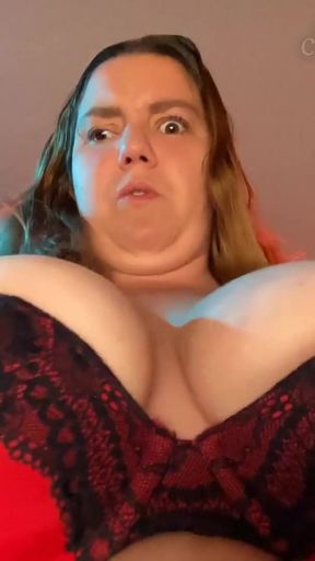 Thrilling moment from &quot;Domme Marie Rides you - Small Red Bra, Big Purple Dildo and WeVibe - POV CEI SPH JOI - Three&quot;