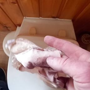 Tradesman cuming in customers pantie pocket