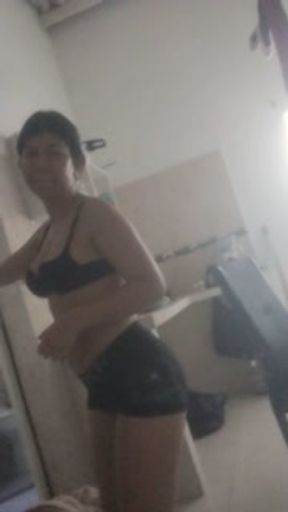 Employee washing boss's clothes in Medellin, Colombia. Big ass latina with her boss