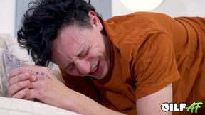 GilfAf- Granny Claire Knight Spanks Masturbating Lad and Rides Him Hard