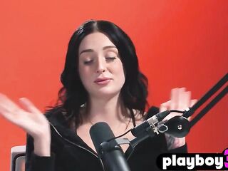 Large melons honey Charlotte Sins excitement posing for the Playboy and sexy masturbation