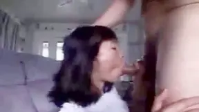 Asian amateur girlfriend sucks her white boyfriend's fat cock