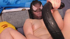 Masturbating with double dido for squirting