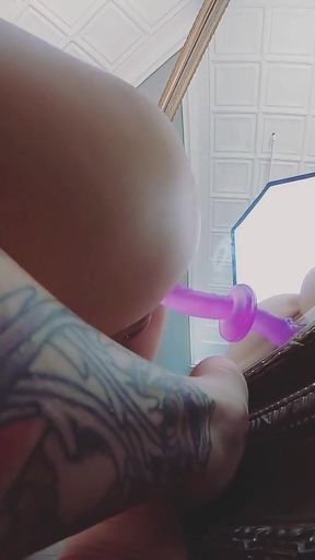 Mirror Dildo Play During Photoshoot