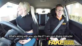 Hot Driving School lesson ends in squirting orgasm creampie