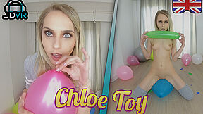 Balloon Popping - Cute teen 18+ Nude Solo With Chloe Toy
