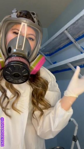 5 Mins Watch me paint my clinic in full PPE hazmat and gas mask and latex gloves