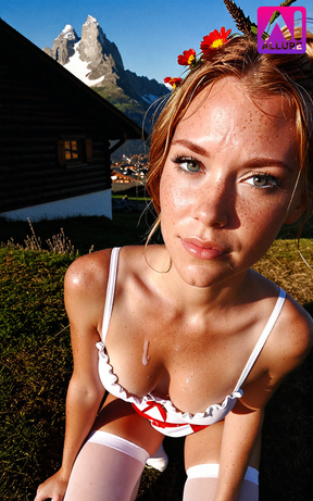 Close-up portrait with confident eye contact, sharp sensual movement