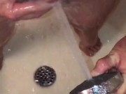 Water Jet Orgasm begins at 3 minutes & 10 seconds of showering my cock directly with high pressure