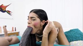 Natural Hung Tgirl Ananda India Plays with Her Hard Cock and Toys DT1120