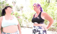 Two BBW Mature Women Intense Outdoor Lesbian Sex On Grass