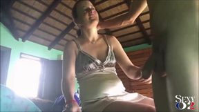 1639 - Satin Dress, Tanga, White Slut, Doggystyle, POV, Deepthroat, Rimming