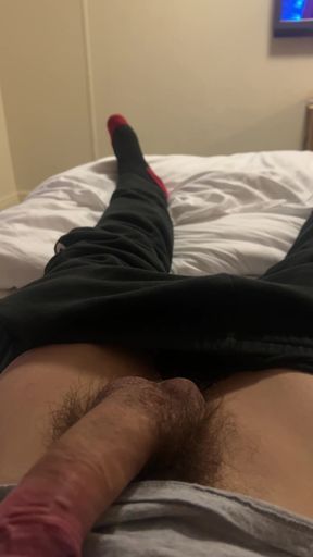 Stroking me hard cock