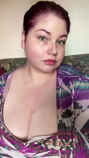Woman in purple dress