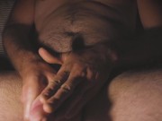 Everyday normal guy jerking off his big cock with oil