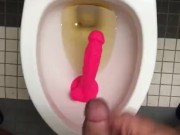 Tasting my own Piss & Cum off of a suction cup dildo that was left in the toilet bowl for me to suck