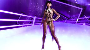 Bashful asian Eve dances in crotchless bodysuit as reward for 100% completion