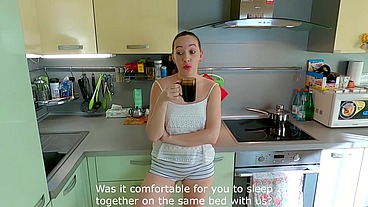 Depraved wife seduces her husbands best friend! Risky cheating. Hot girl greedily sucks cock, licks balls with eye contact. Quick sex! Real female orgasm and huge cum load in tight pussy! Dirty talks.