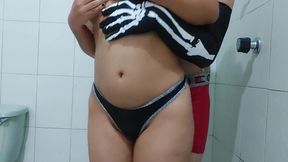 Latina Shower Grinding with Clothes on - Real Insertion Tease