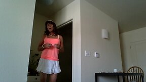 Tranny can't keep her hands out of her panties