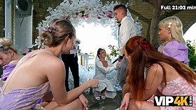 Russian bride gets her small tits drilled while guests watch in VIP view