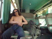 risky public totally naked in train