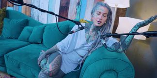 I talk about M - Music - ASMR podcast SFW talking goth skinny girl dreadlocks tattoo model inked girl
