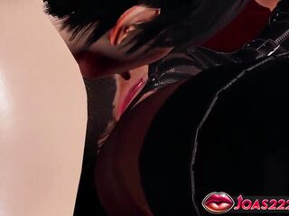 Adria in Ebony Latex CG Anime - POV Large Bazookas Play, Sofa Cunt Licking with Close-Up Views, and Anal Sex toy for Taut Butt Stretching Ending with Squirt