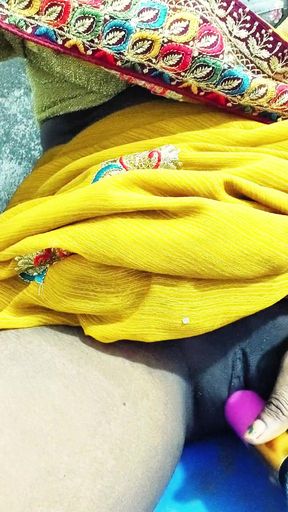 Today I'm ready to in a yellow saree with a thick come on   Clip 1