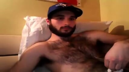 Hairy Stud Shoots Cum All Over Himself