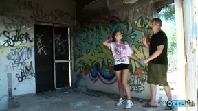 Blonde bounces on hard dick while her saggy tits jiggle