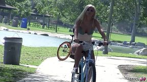Blonde Girl with big natural saggy Tits and Ass Pickup for Hard Fuck and get intense Squirt Orgasm