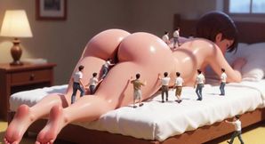Giantess Body Explored by Tiny Men - Wet Pussy Arousal