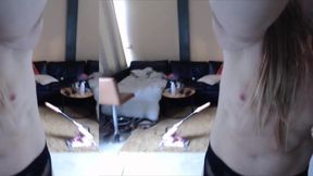 Lingerie Trans Slut Split Screen Anal Toy Cock Explosion Gush