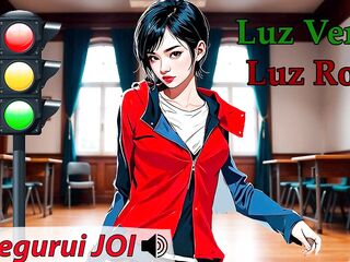 JOI manga - Green light, red light. Instructions for masturbation with a Spanish voice.