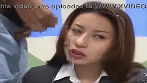 Oriental newsreader covered in hot Japanese bukkake