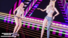 MMD NewJeans - Hype Boy - Ahri and Seraphine Sexy Kpop Dance League of Legends Hentai Uncensored 4K 60FPS