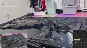 Latex vacuum bed restraint electric shock