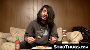 Str8Thugs.com - Shaggy straight dude's twink ways wanking and cum blasting solo scene