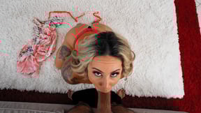 Beautiful sex gift by big ass MILF stepmom and guy liked perfect blowjob