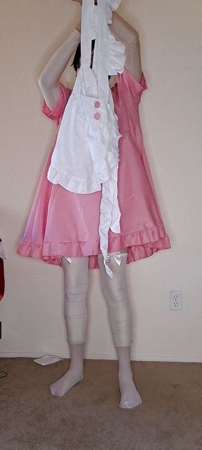 Pink spandex maid dress up