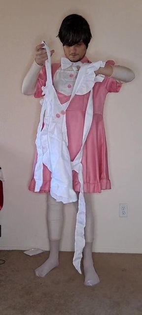 Pink spandex maid dress up