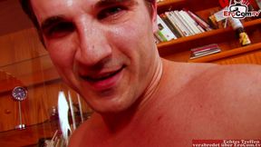 Anal threesome with a skinny nylon slut and two horny guys
