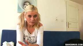 Blonde Alexa Bold bangs huge cock and makes it splash