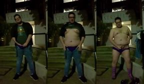 Naked wank outside apartment