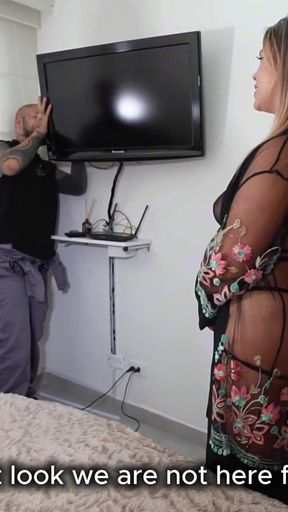 Jaw-dropping moment from &quot;Technicians take advantage of JULIANA ROSE&#039;s horniness and fuck her and make her moan - PORN&quot;