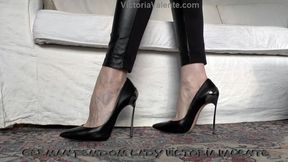 Watch my high heels with metal heels from the worm view