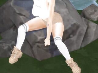 Ebony Spice with big ass drilled outdoors on hike