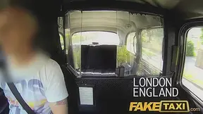 FakeTaxi: Joy time pair in backseat taxi trio