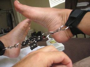 Cumming Hard with Chained Feet
